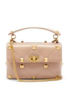 Ladies Bags Valentino Garavani - Roman Stud Quilted-leather Shoulder Bag - Womens - Beige