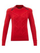 Isabel Marant - Dustin Buttoned Cabled-wool Blend Sweater - Womens - Red