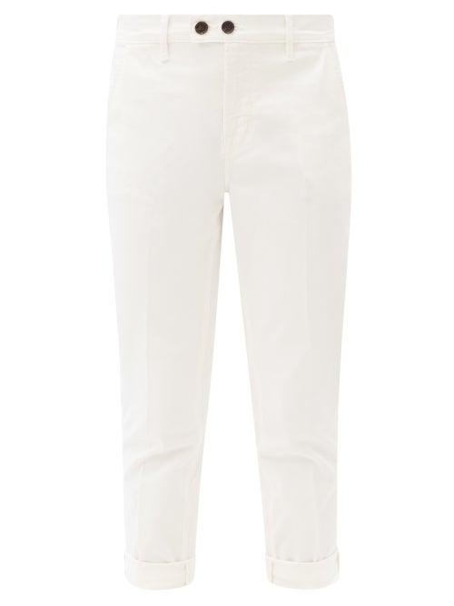 Matchesfashion.com Frame - Le Beau Cotton-blend Cropped Chino Trousers - Womens - Ivory