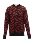Matchesfashion.com Givenchy - Refracted Logo-jacquard Wool Sweater - Mens - Black Red