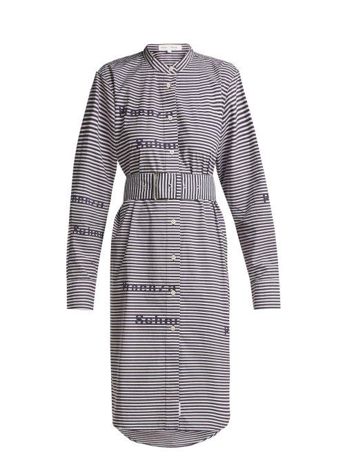 Matchesfashion.com Pswl - Striped Cotton Shirtdress - Womens - Blue White