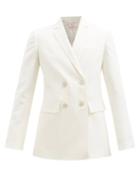 Valentino - Double-breasted Wool-twill Blazer - Womens - White