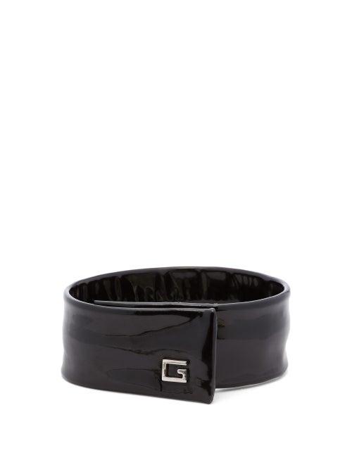 Matchesfashion.com Gucci - Logo-plaque Patent-leather Choker - Womens - Black