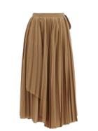 Matchesfashion.com Sara Lanzi - Pleated Wool-blend Wrap Skirt - Womens - Dark Beige