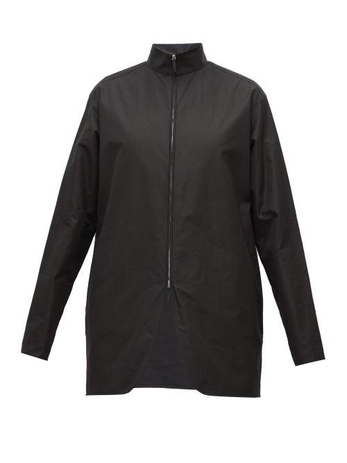 Matchesfashion.com The Row - Zana Curved-hem Poplin Shirt - Womens - Black