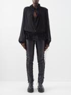 Petar Petrov - Louie Drawstring-neck Silk Blouse - Womens - Black