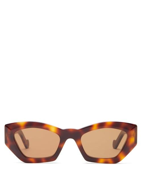 Matchesfashion.com Loewe - Geometric Cat Eye Tortoiseshell Acetate Sunglasses - Womens - Tortoiseshell