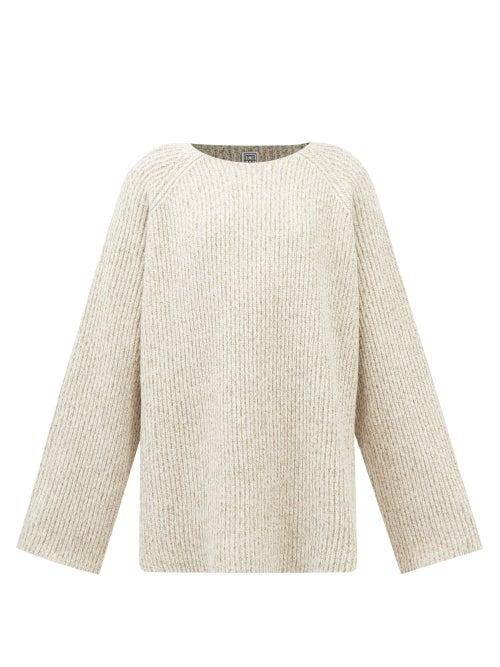 Totme - Raglan-sleeve Ribbed Wool-blend Sweater - Womens - Beige