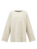 Totme - Raglan-sleeve Ribbed Wool-blend Sweater - Womens - Beige