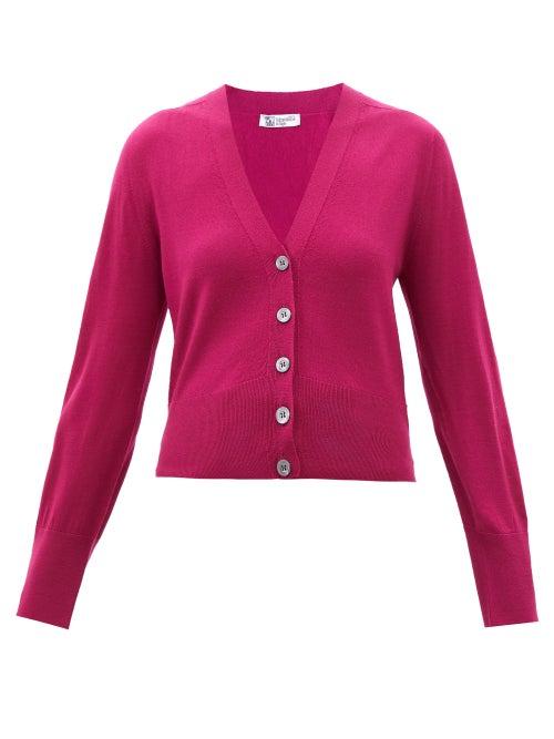 Johnstons Of Elgin - V-neck Merino Cardigan - Womens - Pink