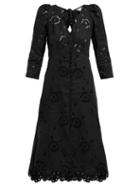 Matchesfashion.com Rebecca Taylor - Terri Broderie Anglaise Linen Dress - Womens - Black