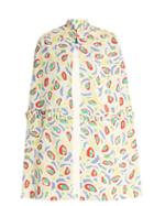 Matchesfashion.com Duro Olowu - Abstract Bird Print Crepe Cape - Womens - White Multi