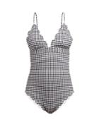 Matchesfashion.com Marysia - Santa Clara Gingham Swimsuit - Womens - Black White