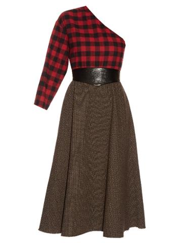 A.w.a.k.e. Grandpa's Asymmetric Plaid Midi Dress