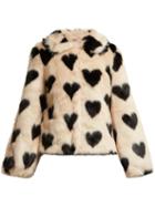 Matchesfashion.com Shrimps - Cullen Heart Print Faux Fur Jacket - Womens - Beige Multi