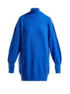 Matchesfashion.com Maison Margiela - Oversized Elbow Patch Wool Roll Neck Sweater - Womens - Blue