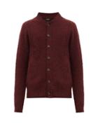 Matchesfashion.com Howlin' - Four Eyes Virgin Wool Bomber Style Cardigan - Mens - Burgundy