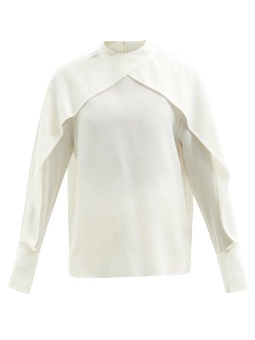 Joseph - Bailie Crossover-panel Silk Blouse - Womens - Ivory