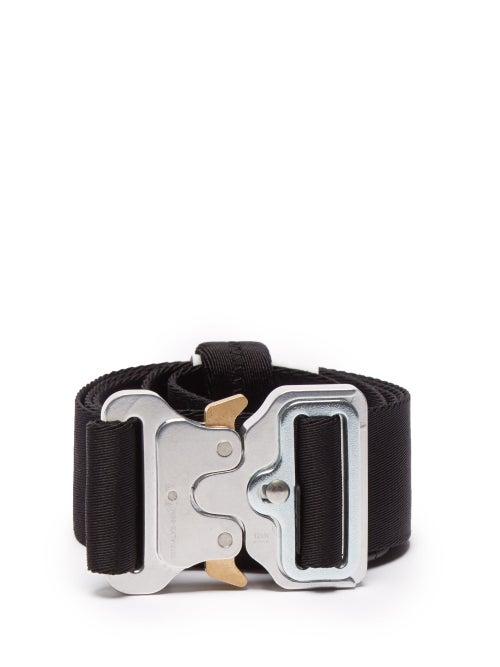 Matchesfashion.com 1017 Alyx 9sm - Rollercoaster-buckle Logo-woven Belt - Mens - Black Silver