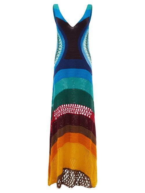 Ladies Rtw Gabriela Hearst - Ocon Plunge-neck Striped Crochet Dress - Womens - Multi