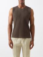 Homme Pliss Issey Miyake - Technical-pleated Knit Tank Top - Mens - Brown