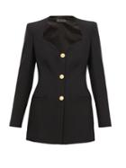 Matchesfashion.com Versace - Sweetheart-neckline Single-breasted Crepe Blazer - Womens - Black