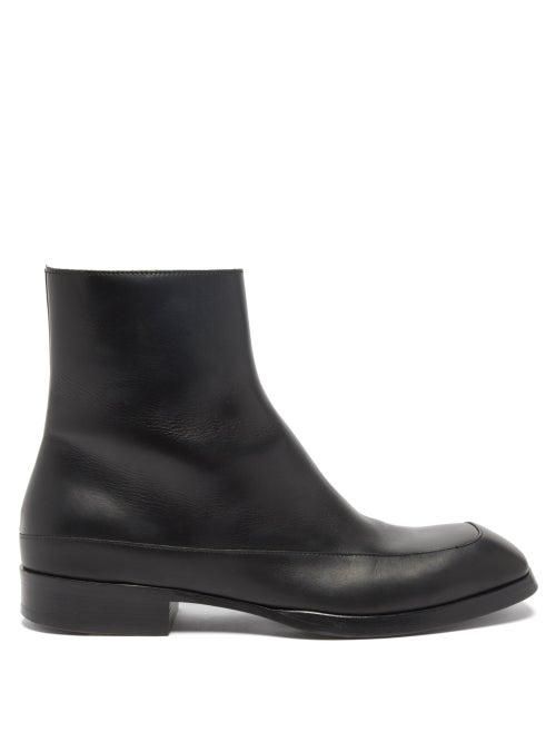 The Row - Panelled Leather Boots - Mens - Dark Brown