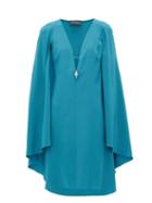 Matchesfashion.com Julie De Libran - Bluebird Cape Sleeve Silk Dress - Womens - Blue