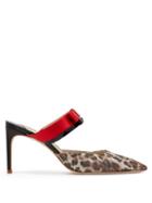 Matchesfashion.com Sophia Webster - Andie Bow Trim Leopard Print Lurex Mules - Womens - Leopard