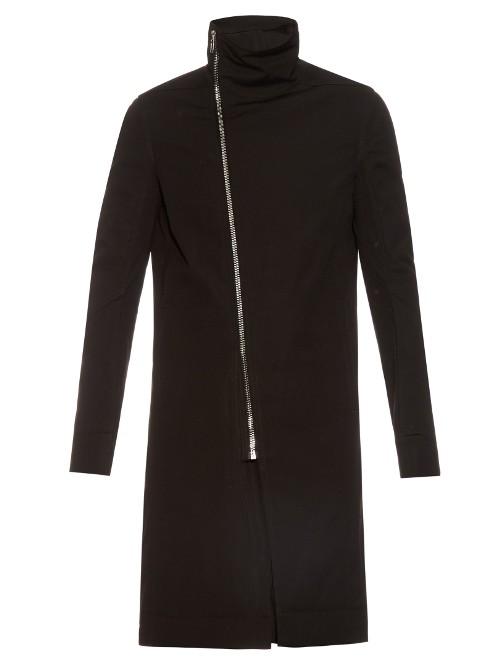 Rick Owens Tubeway Asymmetric-zip Gabardine Coat