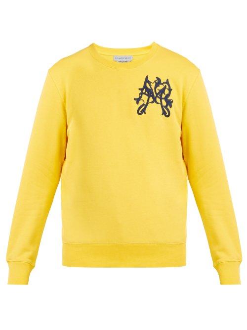 Matchesfashion.com Alexander Mcqueen - Embroidered Cotton Sweatshirt - Mens - Yellow