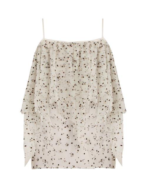 Matchesfashion.com Racil - Lilly Off The Shoulder Ruffled Tulle Top - Womens - White Multi
