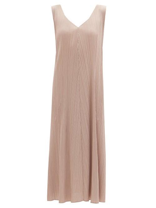 Matchesfashion.com Pleats Please Issey Miyake - Knotted-strap Technical-pleated Dress - Womens - Mid Brown