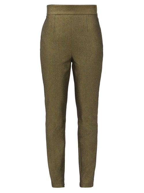 Matchesfashion.com Dolce & Gabbana - High-rise Metallic Cotton-blend Trousers - Womens - Gold