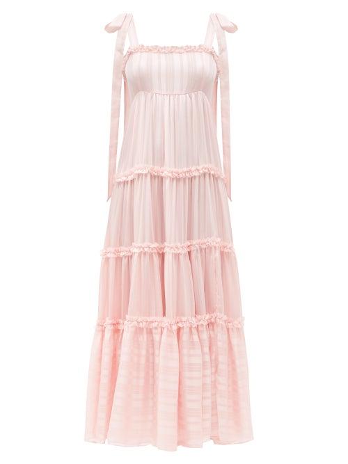 Matchesfashion.com Loveshackfancy - Burrows Ruffled-georgette Maxi Dress - Womens - Light Pink