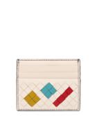 Matchesfashion.com Bottega Veneta - Intrecciato Leather Cardholder - Womens - White Multi