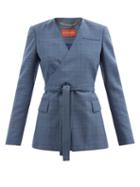 Altuzarra - Pearson Wrap-front Wool-blend Hopsack Suit Jacket - Womens - Dark Blue