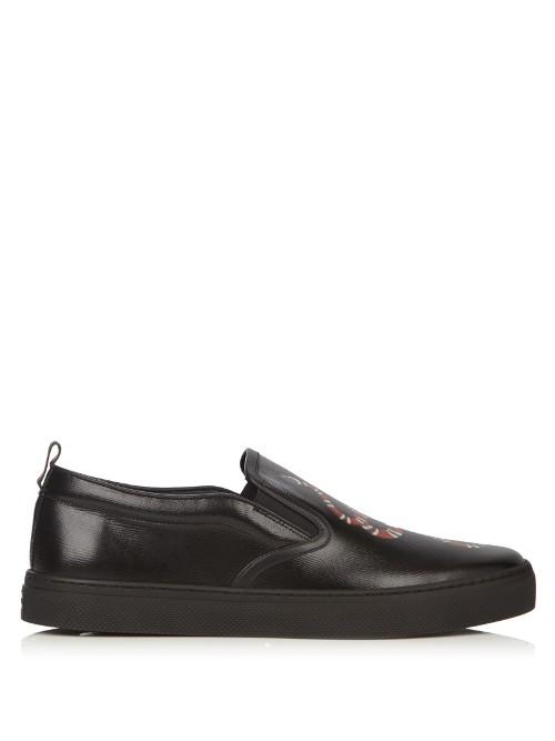 Gucci Snake-print Leather Slip-on Trainers