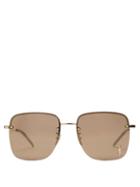 Matchesfashion.com Saint Laurent - Square Metal Sunglasses - Womens - Brown