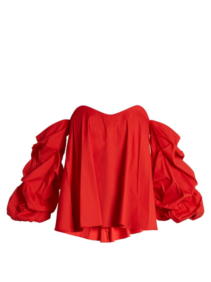 Caroline Constas Gabriella Off-the-shoulder Cotton-blend Top