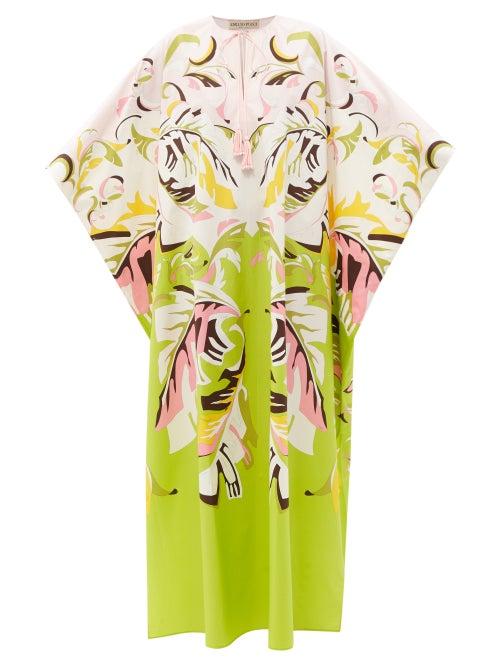 Emilio Pucci - Africana-print Cotton Kaftan - Womens - Green Print