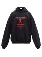 Mens Rtw Vetements - R-rated Logo-print Cotton-blend Hooded Sweatshirt - Mens - Black