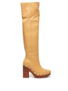 Matchesfashion.com Jacquemus - Sabots Leather Over The Knee Boots - Womens - Cream