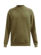 Matchesfashion.com Les Tien - High-neck Brushed-back Cotton Sweatshirt - Mens - Khaki