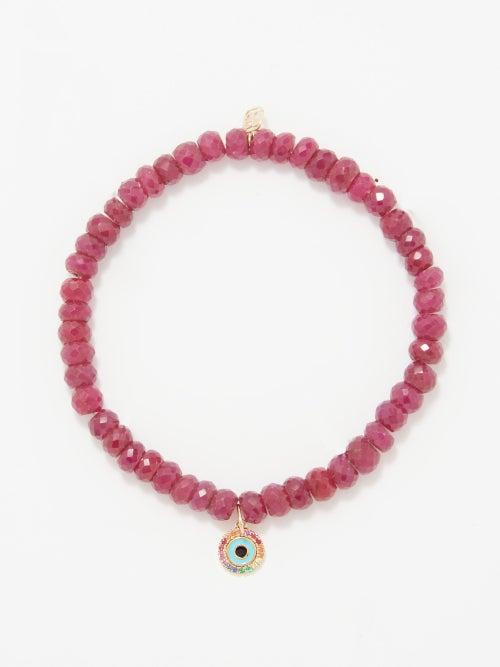 Sydney Evan - Evil Eye Ruby, Sapphire & 14kt Gold Bracelet - Womens - Multi
