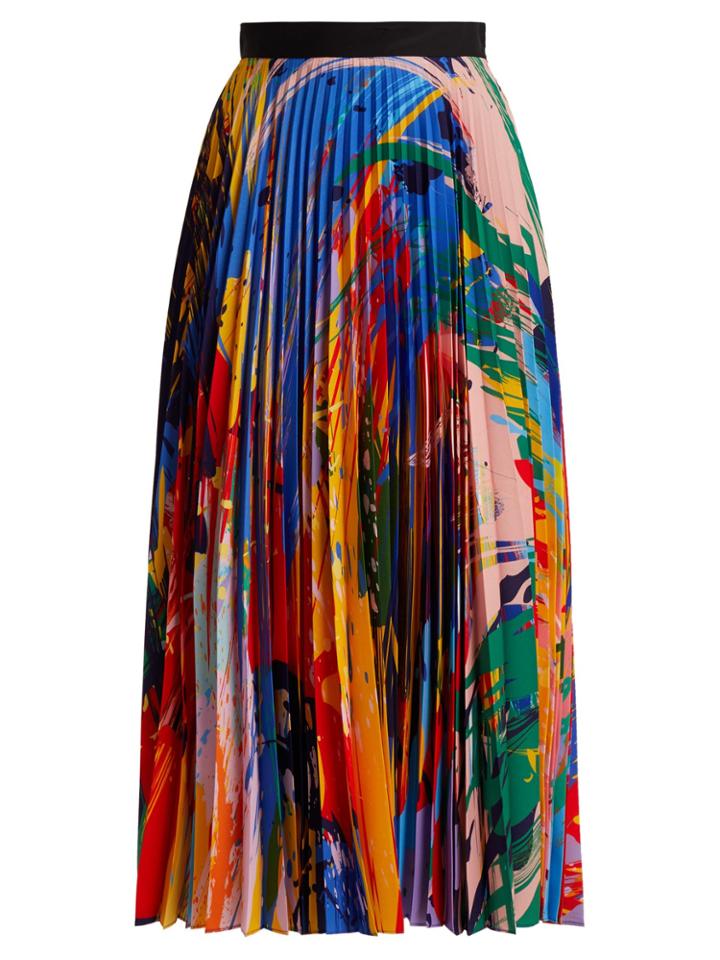 Mary Katrantzou Paint Splash-print Pleated Midi Skirt