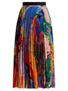Mary Katrantzou Paint Splash-print Pleated Midi Skirt