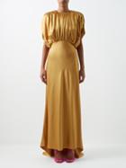 Roksanda - Fiona Draped Silk-satin Maxi Dress - Womens - Yellow