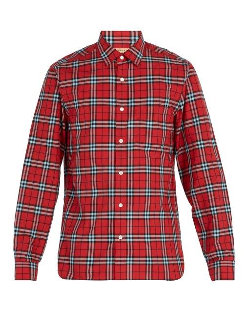 Matchesfashion.com Burberry - Vintage Check Cotton Shirt - Mens - Red
