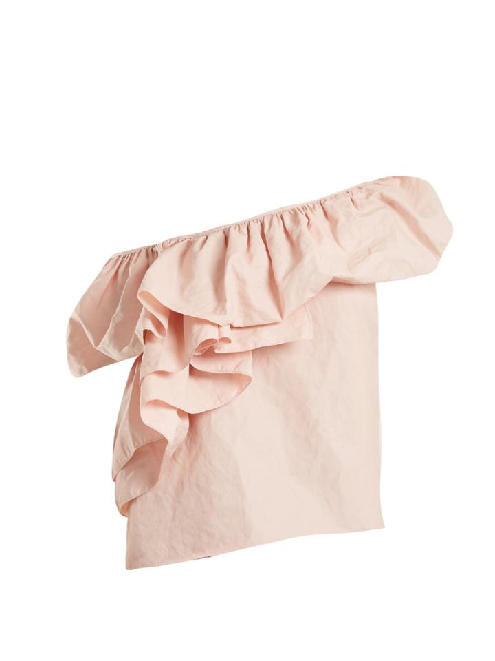 Marques'almeida One-shoulder Ruffled Cotton-blend Top